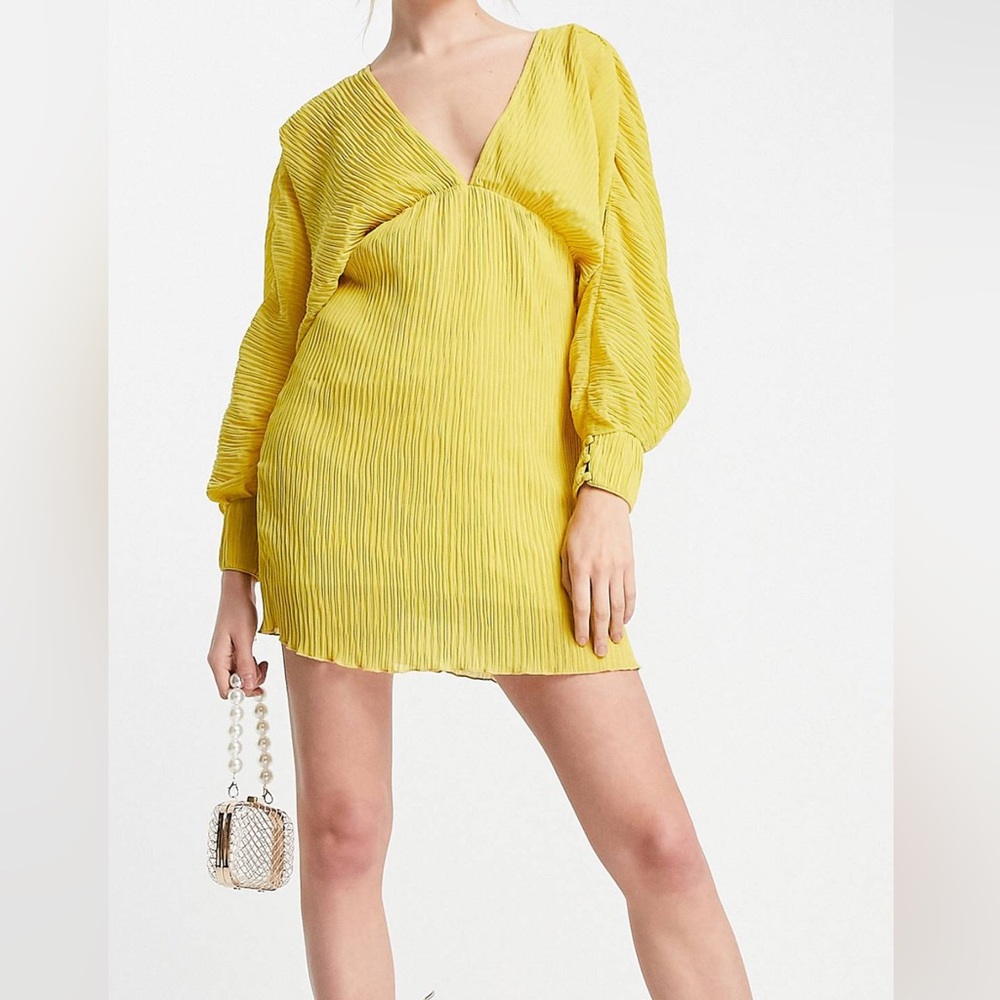 ASOS open back mini dress with batwing sleeves in mustard